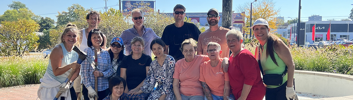 Surviec Sharon Centre Keeping Akron Beautiful By Digging Up Taller Perennials To Transplant At Another Location