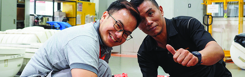 Liferaft service technicians at Survitec