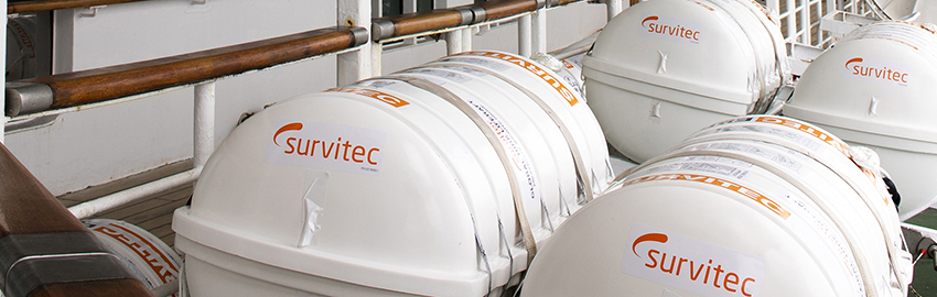 Liferaft containers on a ship