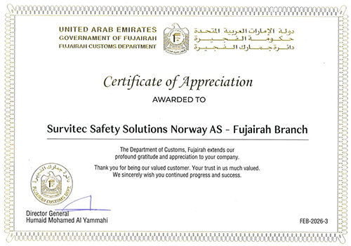 Certificate of Appreciation, Government of Fujairah